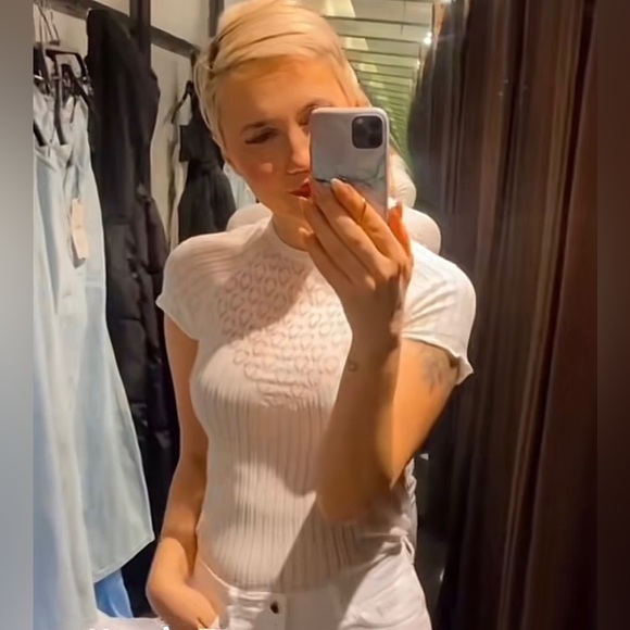 Zara pointelle knit top - Picture 2 of 7